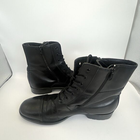 Kenneth Cole Reaction Combat Boots Men’s Sz 13 M Black Leather Ankle Double Zip main image 5